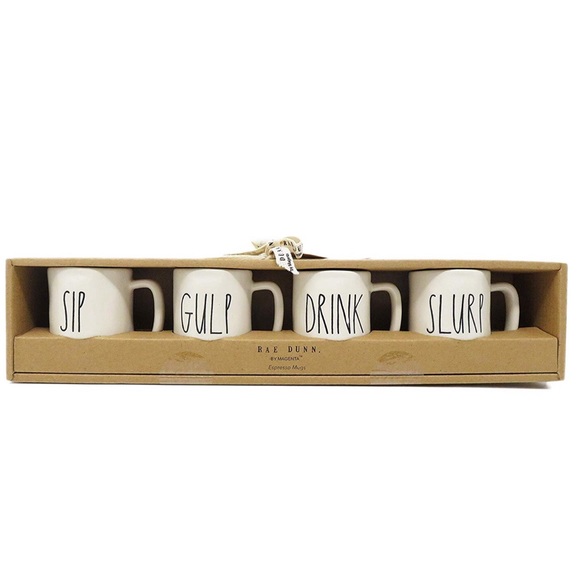 Rae Dunn Other - 4-piece ‘Sip Gulp Drink Slurp’ Espresso Mug Set